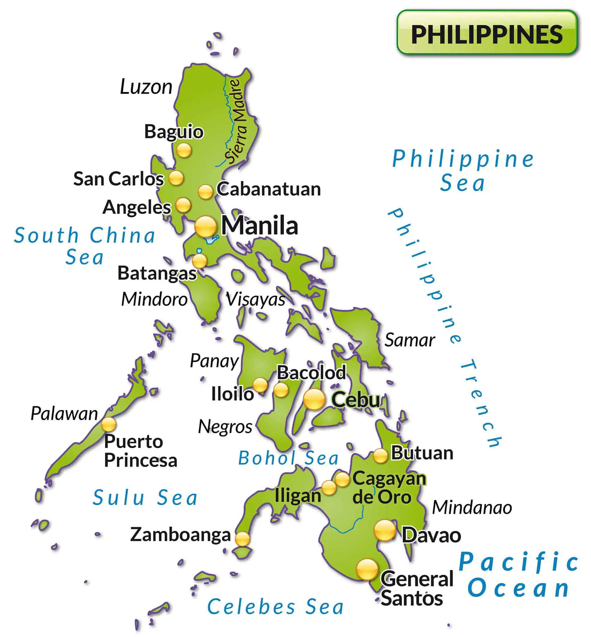 Филиппины карта подробная. Остров Лусон Филиппины на карте. Рельеф Филиппин карта. Подробная карта Филиппин.
