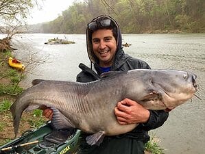 Blue catfish caught from a kayak